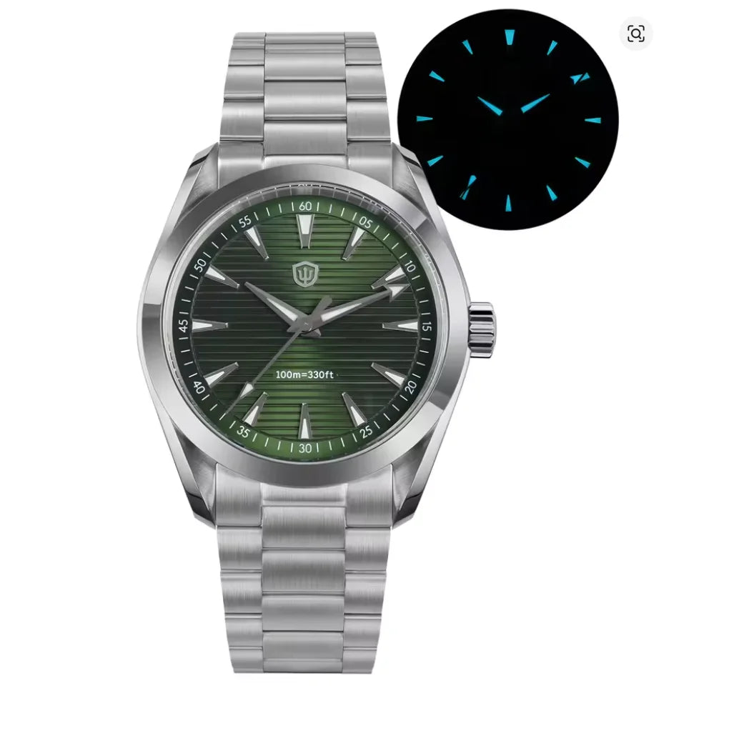 Watchdives WD0006 Watch VH31 Sweep Second Movement Domed Sapphire Crystal BGW9 Luminous 10Bar Waterproof 38mm Vintage Watches - Acros