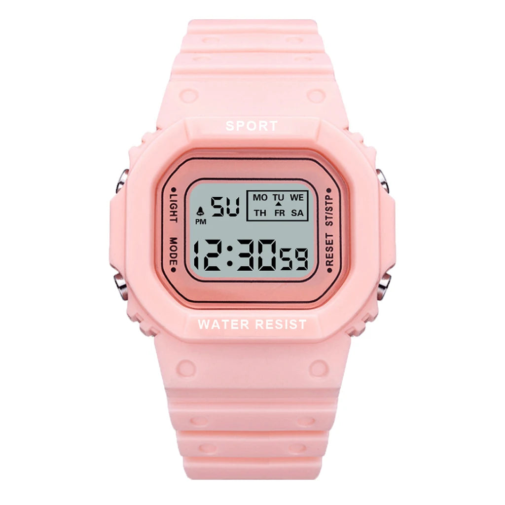 YIKAZE Sports Watch Boys Girls Student LED Electronic Watch Colorful Men Women Square Digital Watches Waterproof Rubber Clock - Acros