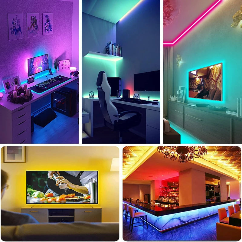 Ansoff LED strip lights with remote control, 1m to 20m RGB tape for wall decor, bedroom, TV backlight, and party lighting.