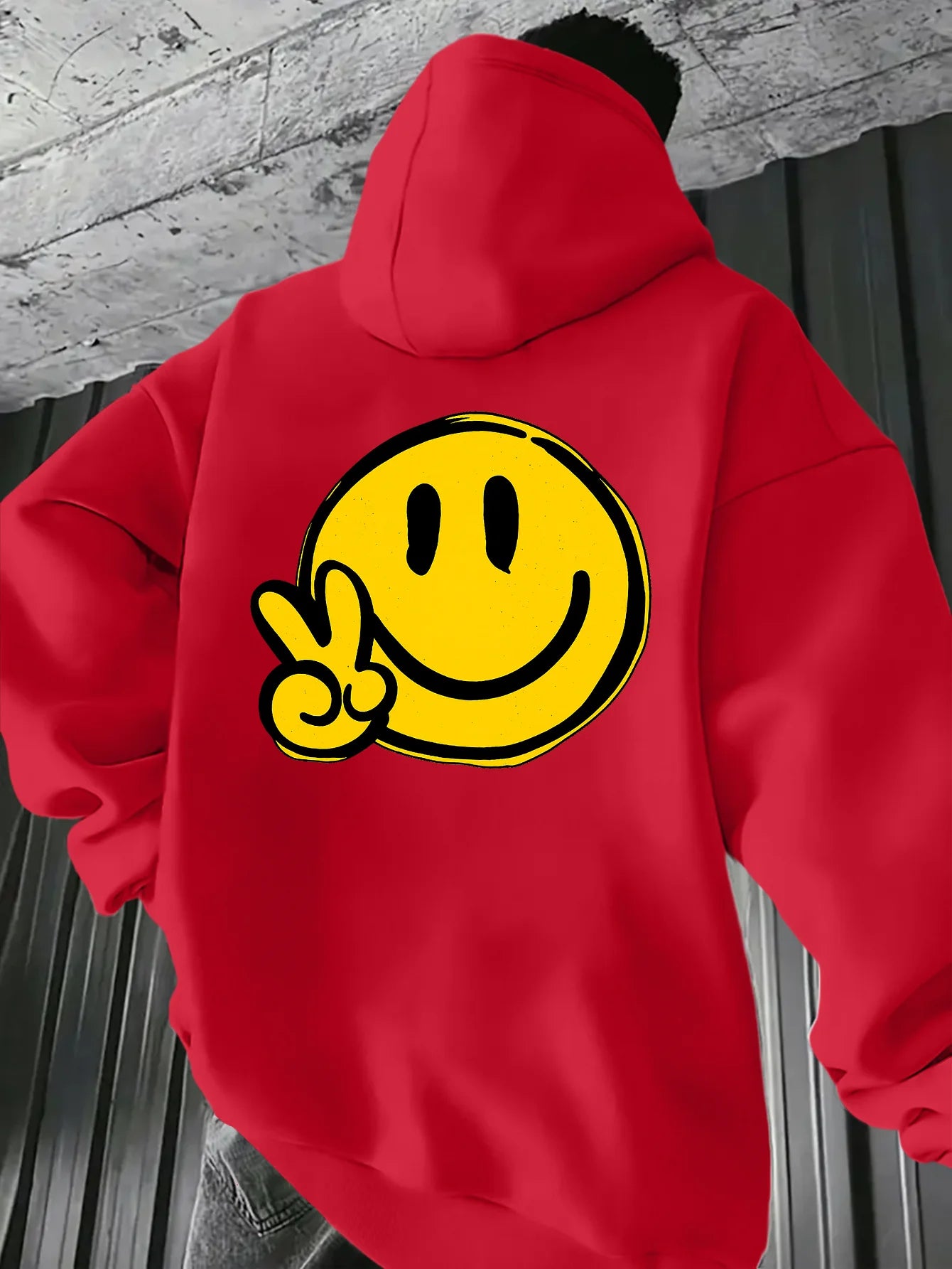 A Stylish and Comfortable Men's Hooded Sweatshirt with A Smiling Face, Perfect for Autumn and Winter Seasons - Acros