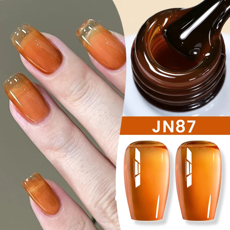BORN PRETTY Jelly Nude Gel Nail Polish 10ml Light Pink Peach Translucent Color UV Light Cure Gel Varnish Nail Art DIY at Home - Acros
