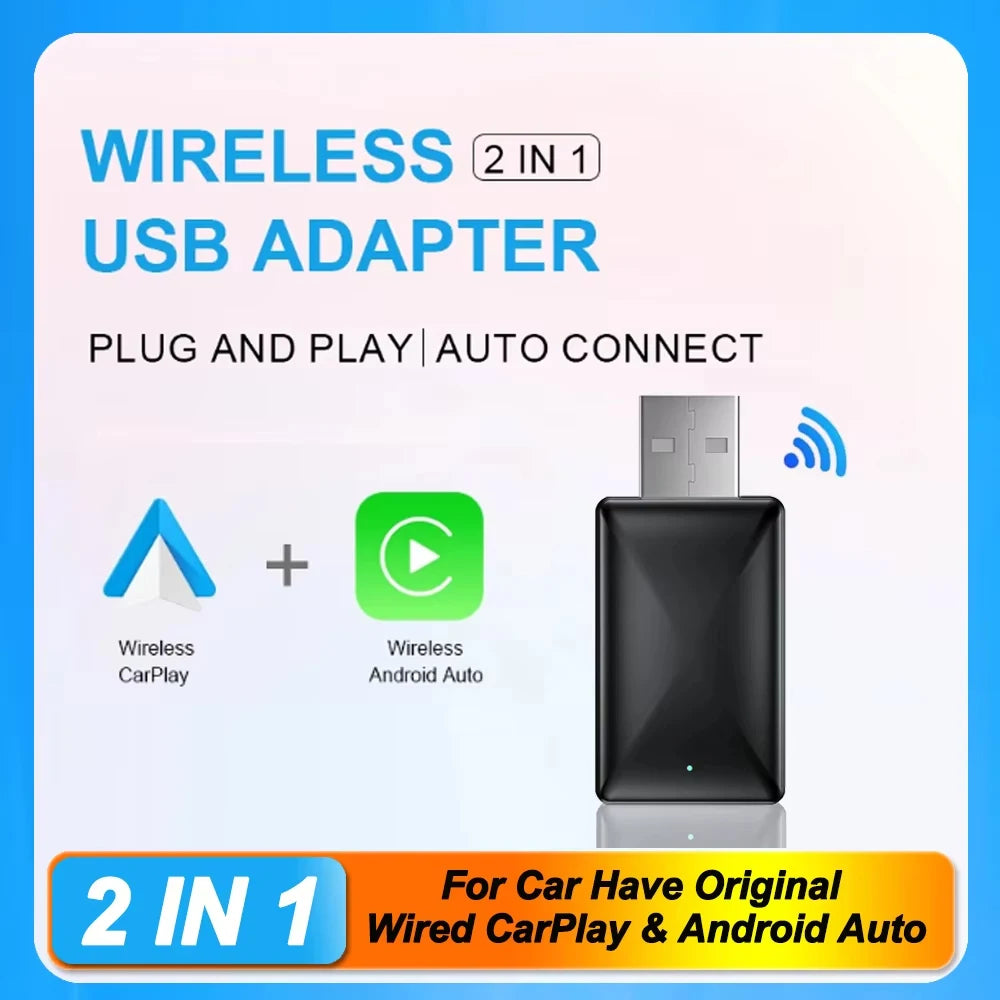 XUDA 2 in 1 Wired to Wireless CarPlay Android Auto Adapter for OEM Car Stereo With USB Dongle Mini Box Plug and Play Bluetooth - Acros