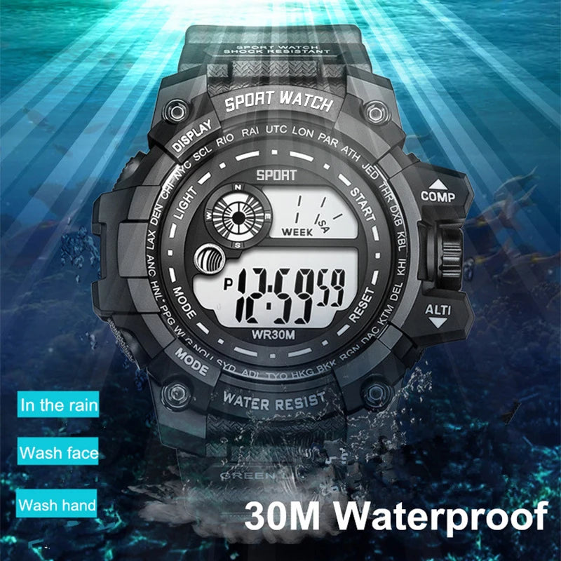 New Men LED Digital Watches Luminous Fashion Sport Waterproof Watches For Man Date Army Military Clock Relogio Masculino - Acros
