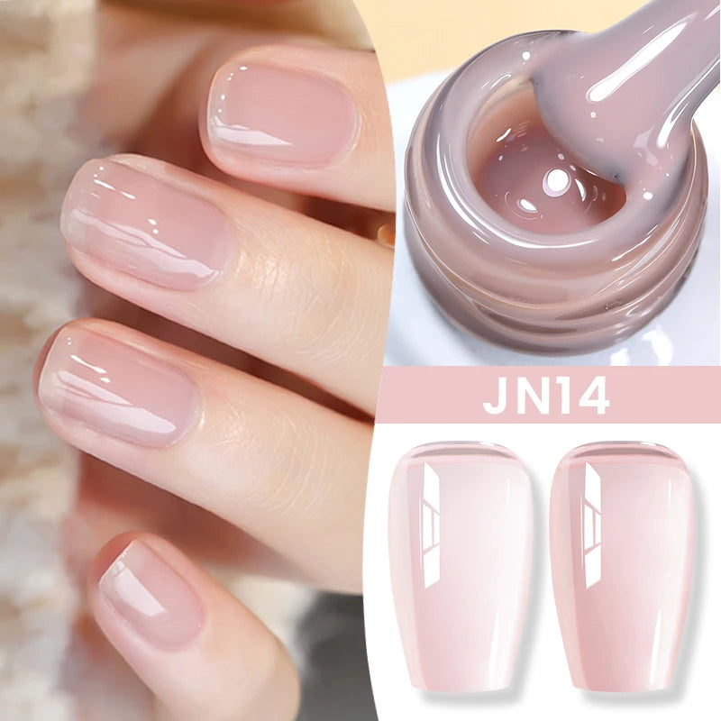 BORN PRETTY Jelly Nude Gel Nail Polish 10ml Light Pink Peach Translucent Color UV Light Cure Gel Varnish Nail Art DIY at Home - Acros