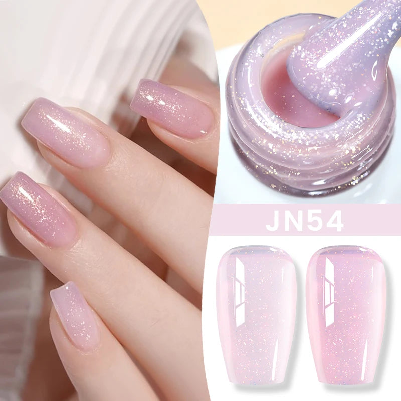 BORN PRETTY Jelly Nude Gel Nail Polish 10ml Light Pink Peach Translucent Color UV Light Cure Gel Varnish Nail Art DIY at Home - Acros