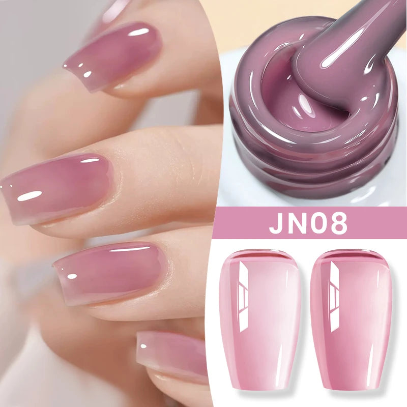 BORN PRETTY Jelly Nude Gel Nail Polish 10ml Light Pink Peach Translucent Color UV Light Cure Gel Varnish Nail Art DIY at Home - Acros