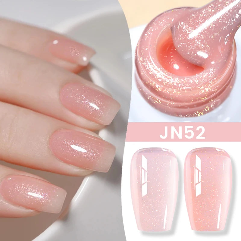 BORN PRETTY Jelly Nude Gel Nail Polish 10ml Light Pink Peach Translucent Color UV Light Cure Gel Varnish Nail Art DIY at Home - Acros