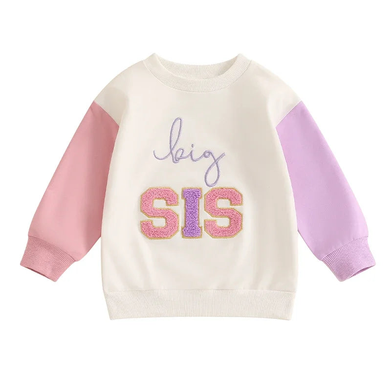 Kids Sweatshirt Spring Autumn Long Sleeve Crew Neck Embroidery Letters Hoodie Pullover Clothes for Boys Girls