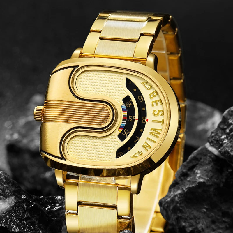 Men Watches Top Brand Luxury Golden Unique Design Wrist Watches For Men Stainless Steel Quartz Male Clock relogio masculino 2025 - Acros