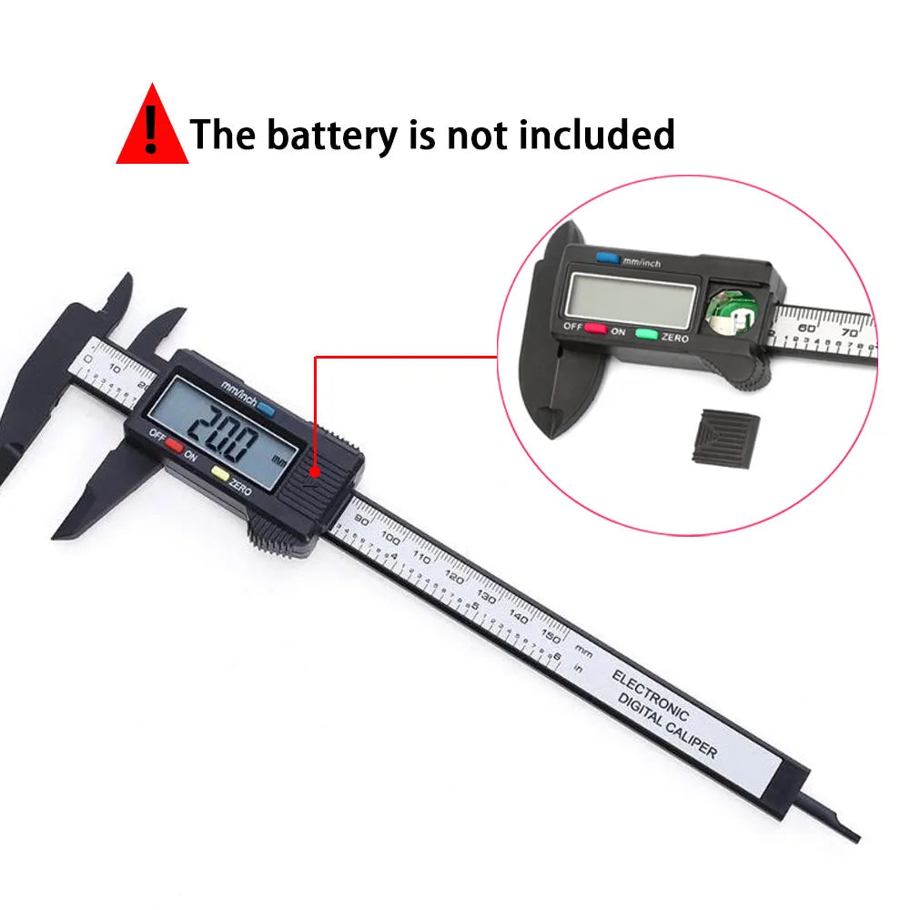 Ansoff digital caliper with carbon fiber body measuring 150mm and 100mm, featuring a dial vernier and micrometer for precise measurement.