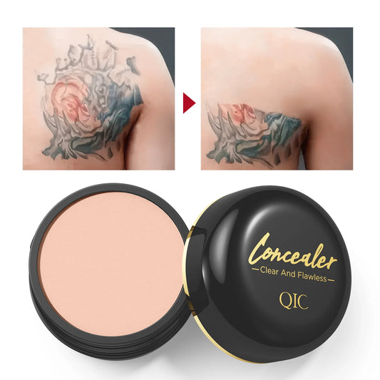 Ansoff waterproof full coverage concealer for tattoos and scars with a natural finish, suitable for all skin tones and types.