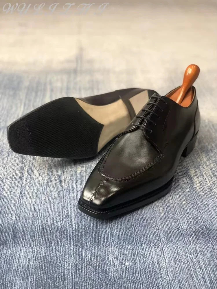 Men's Wedding Shoes Genuine Leather Formal Banquet Cowhide Shoes Young Business Comfortable Derby Shoes Lace Up Office Shoe - Acros
