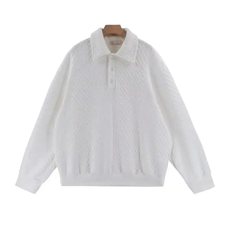 Sweatshirt Men's Loose Long-sleeved T-shirt Early Autumn New Knitted Handsome Polo Shirt Hoodies - Acros