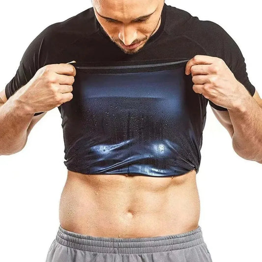 Men Sauna Sweat Vest and Short Sleeve Heat Trapping Shirt Sweat Body Shaper Waist Slimming Shapewear Workout Compression Shirt - Acros
