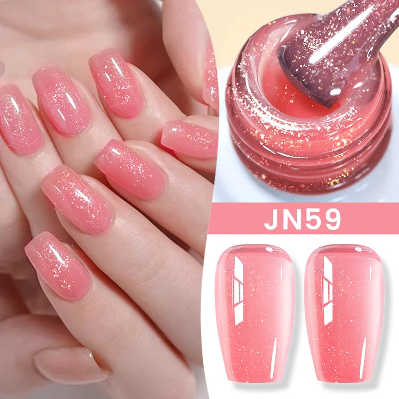 BORN PRETTY Jelly Nude Gel Nail Polish 10ml Light Pink Peach Translucent Color UV Light Cure Gel Varnish Nail Art DIY at Home - Acros