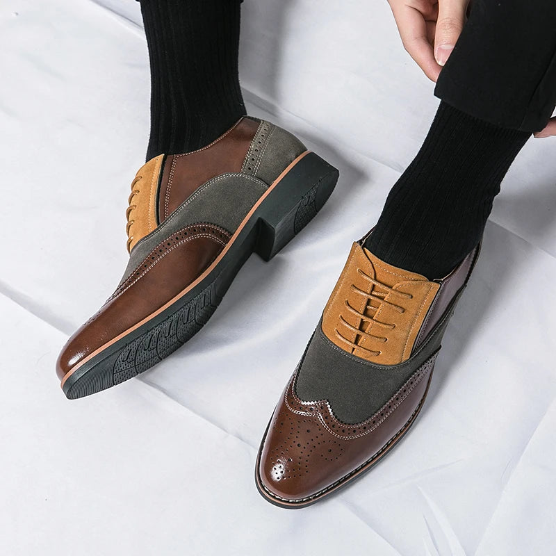 Ansoff men's retro oxford shoes featuring classic brogue detailing, suitable for casual, business, or wedding occasions.