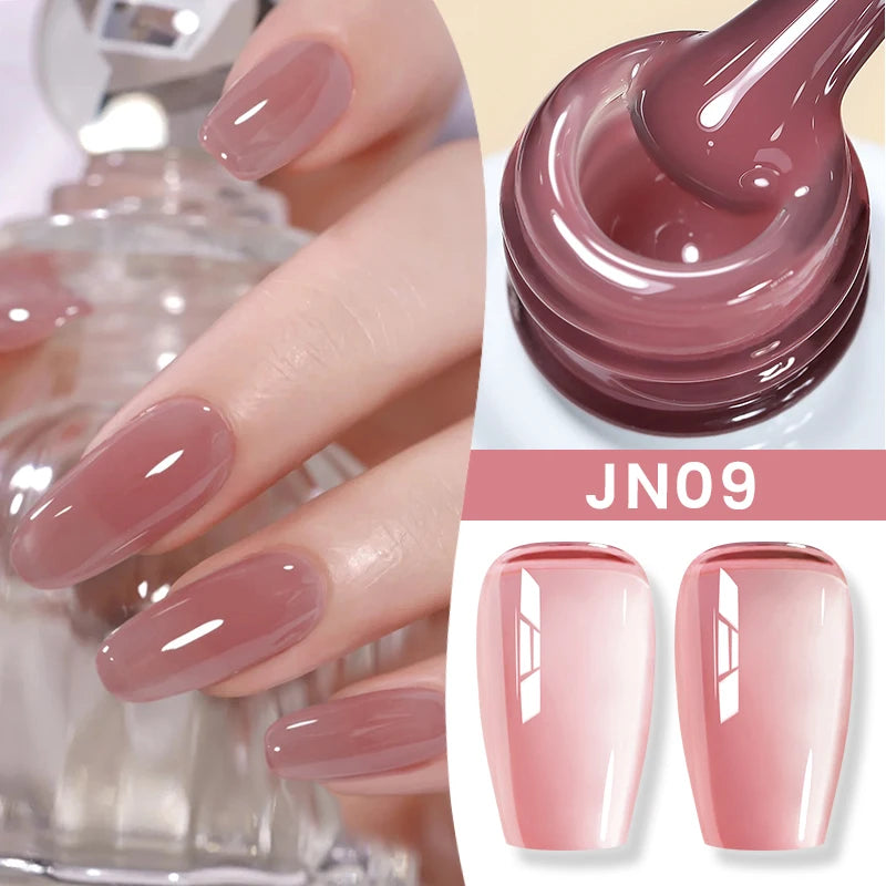BORN PRETTY Jelly Nude Gel Nail Polish 10ml Light Pink Peach Translucent Color UV Light Cure Gel Varnish Nail Art DIY at Home - Acros