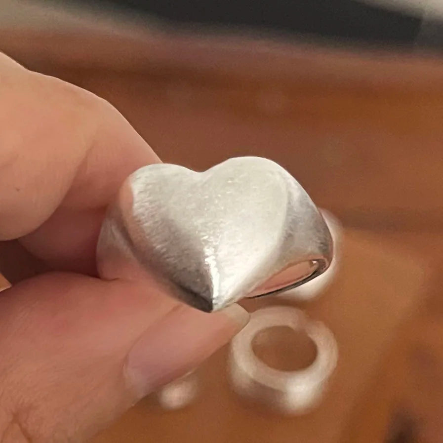 Sterling silver women's moon ring set by Ansoff featuring minimalist, handmade wide band designs for elegant party jewelry.