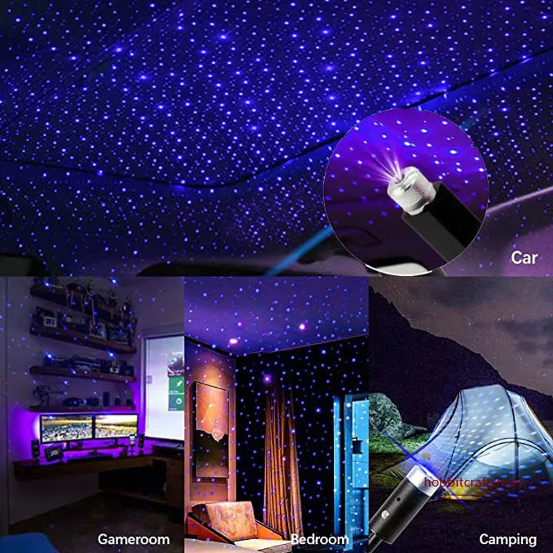 Mini LED Car Roof Star Night Light Projector Atmosphere Galaxy Lamp USB Decorative Adjustable for Auto Roof Room Ceiling Decor - Acros