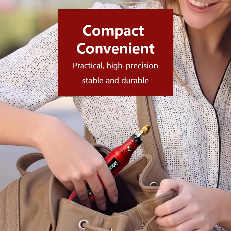 Ansoff cordless rotary tool kit with engraving pen, drill, and 24 accessories for woodworking, jewelry, metal, and glass engraving.