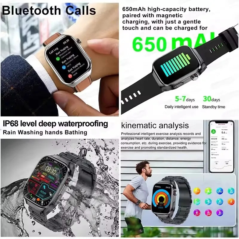 Ansoff 2025 new micro smart watch for men with body fat, uric acid, five organ health monitoring, Bluetooth call feature.