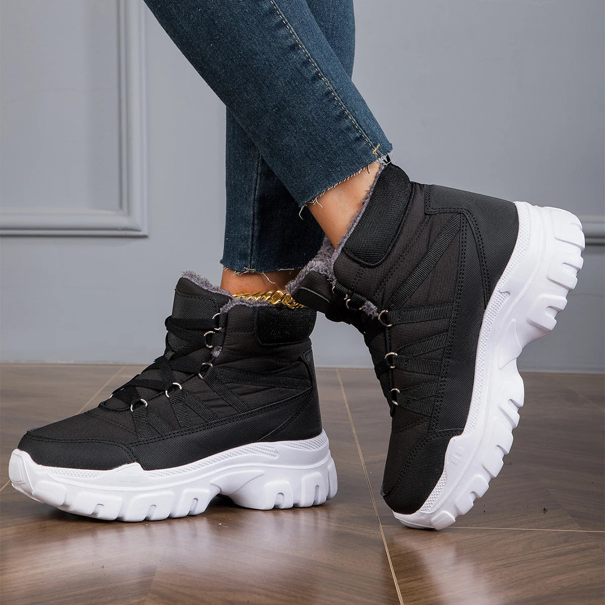 Red Ansoff women's sports shoes featuring a flat, comfortable design and heightening sole for walking and active wear.