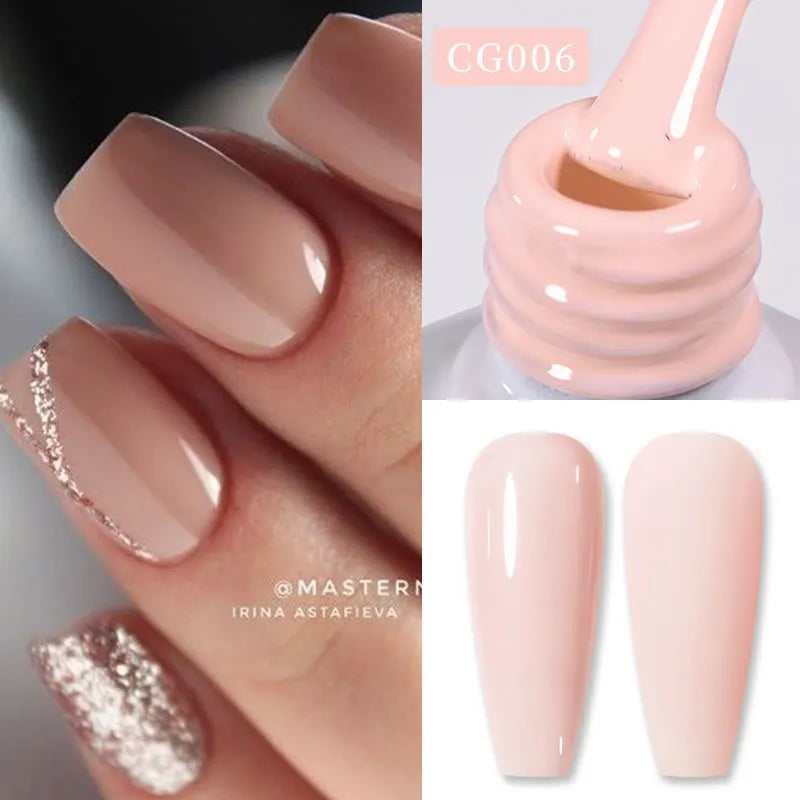 BORN PRETTY Jelly Nude Gel Nail Polish 10ml Light Pink Peach Translucent Color UV Light Cure Gel Varnish Nail Art DIY at Home - Acros