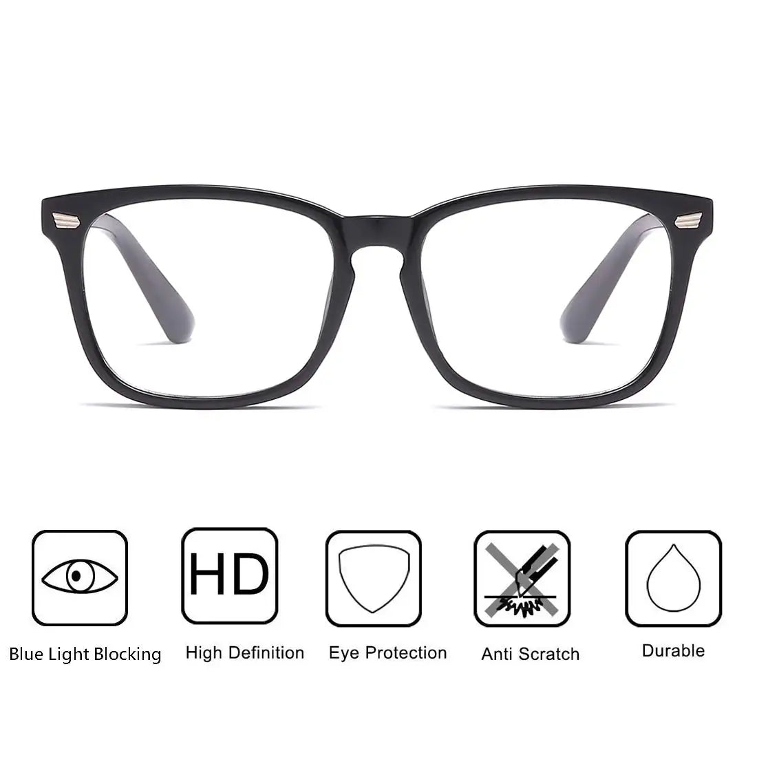 Blue Light Blocking Glasses Square Nerd Eyeglasses Frame Anti Blue Ray Computer Game Glasses - Acros