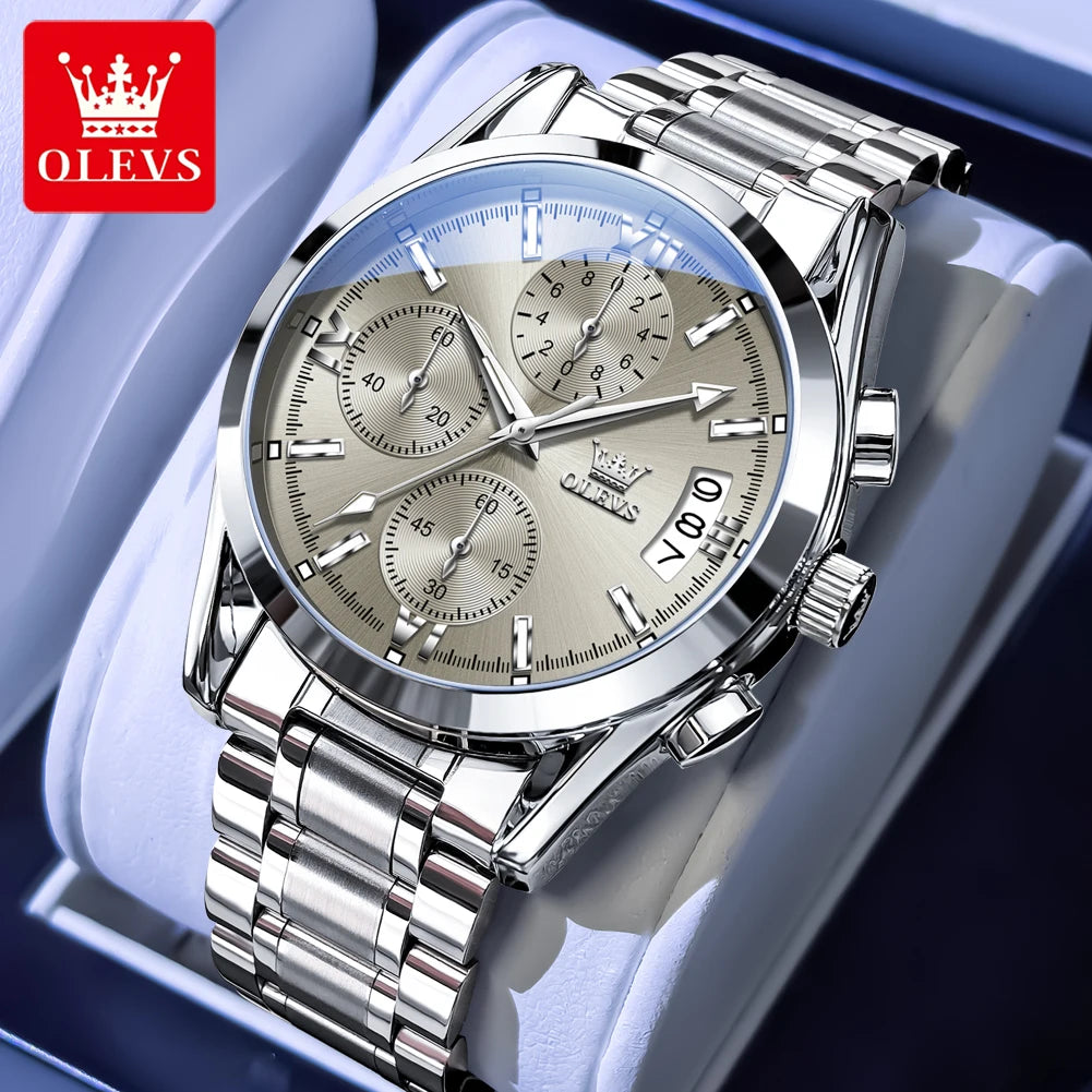OLEVS 2987 Watches For Man Multifunctional Chronograph Quartz Watch Waterproof Luminous Watches Original Business Brand Reloj - Acros