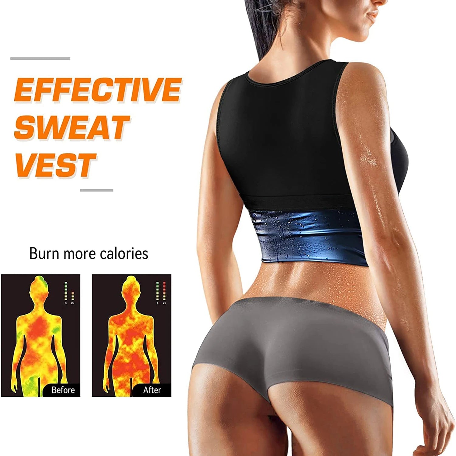 Sweat Vest Sauna Sweat Suit for Women Sauna Shirt Shapewear Blue - Acros