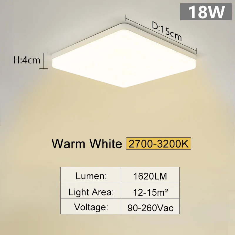 MARPOU Square Led ceiling lamp bedroom lighting Neutral white cold white warm white 48W 36W 24W 18W led ceiling light room - Acros
