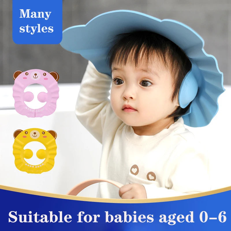 Baby Shower Soft Cap Adjustable Hair Wash Hat for Kids Ear Protection Safe Children Shampoo Bathing Shower Protect Head Cover - Acros