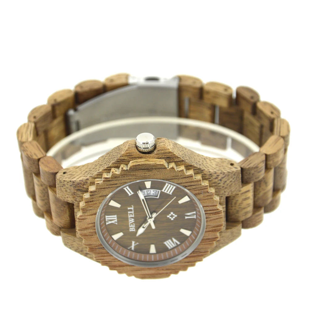 Wooden Watches for Men, Japanese Quartz Movement, Stylish Exotic Wrist Watch with Stainless Steel Buckle, Adjustable Straps - Acros