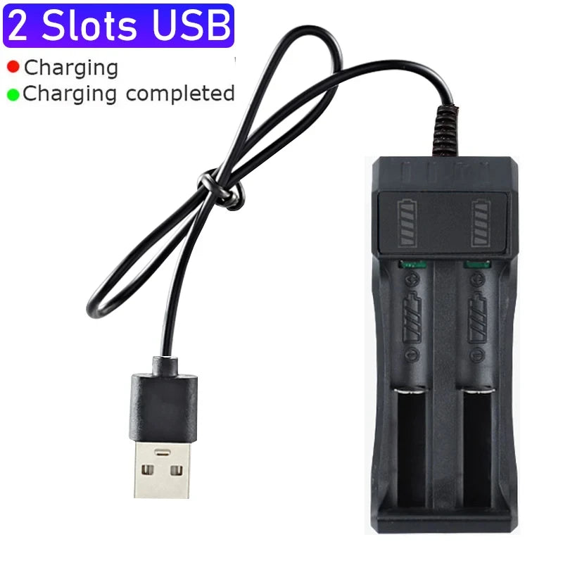 18650 Battery Charger 1/2/4 Slots Dual 18650 Charging 3.7V  Rechargeable Lithium Battery USB Charger For 16340 14500 18650 - Acros