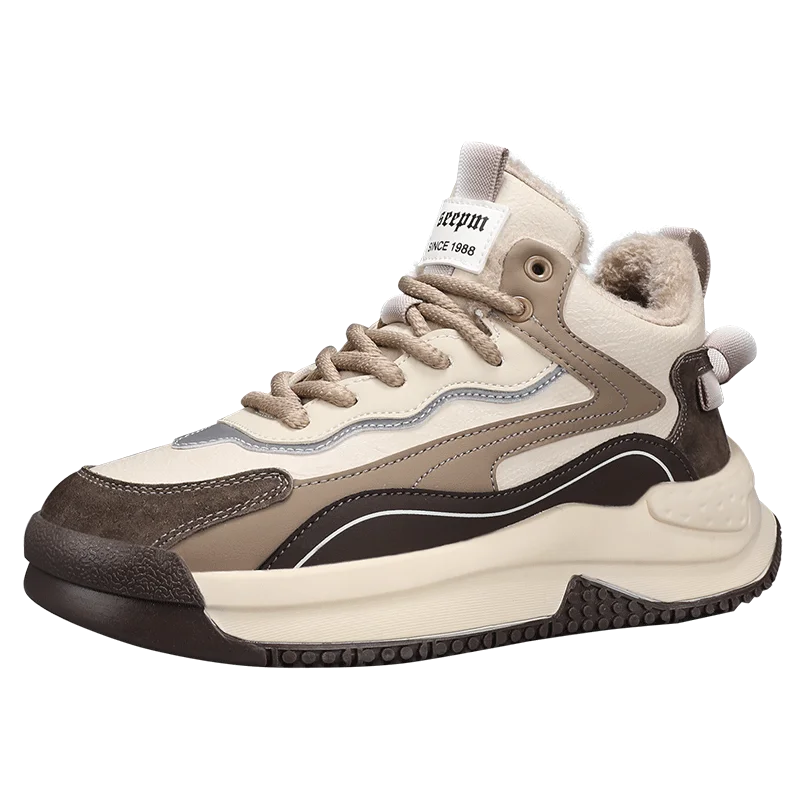 Men's Ansoff winter tooling boots with non-slip soles, round toe, cotton lining, ankle height, and rugged outdoor design.