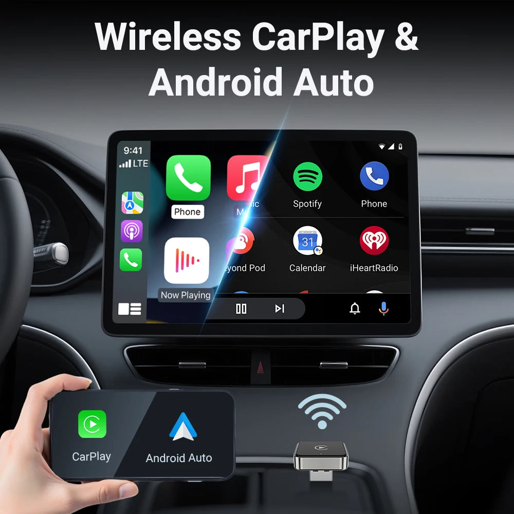 XUDA 2 in 1 Wired to Wireless CarPlay Android Auto Adapter for OEM Car Stereo With USB Dongle Mini Box Plug and Play Bluetooth - Acros