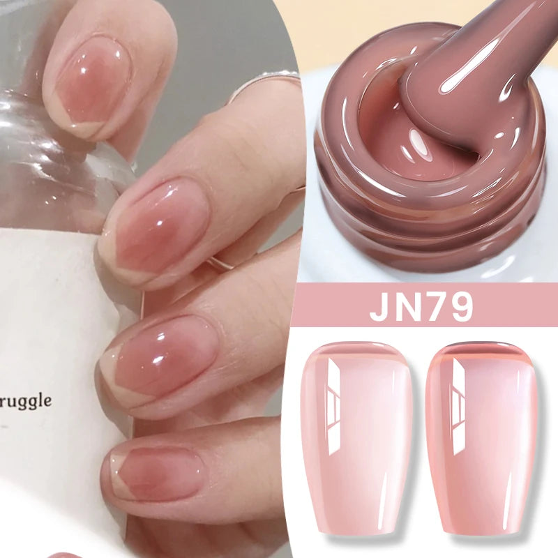 BORN PRETTY Jelly Nude Gel Nail Polish 10ml Light Pink Peach Translucent Color UV Light Cure Gel Varnish Nail Art DIY at Home - Acros