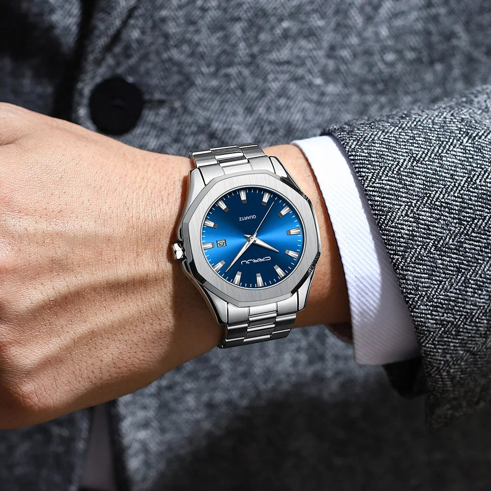 Watches for Men Classic with Date Business Dress Luxury Waterproof Luminous Mens Wrist Watch Analog Stainless Steel Men Watch - Acros