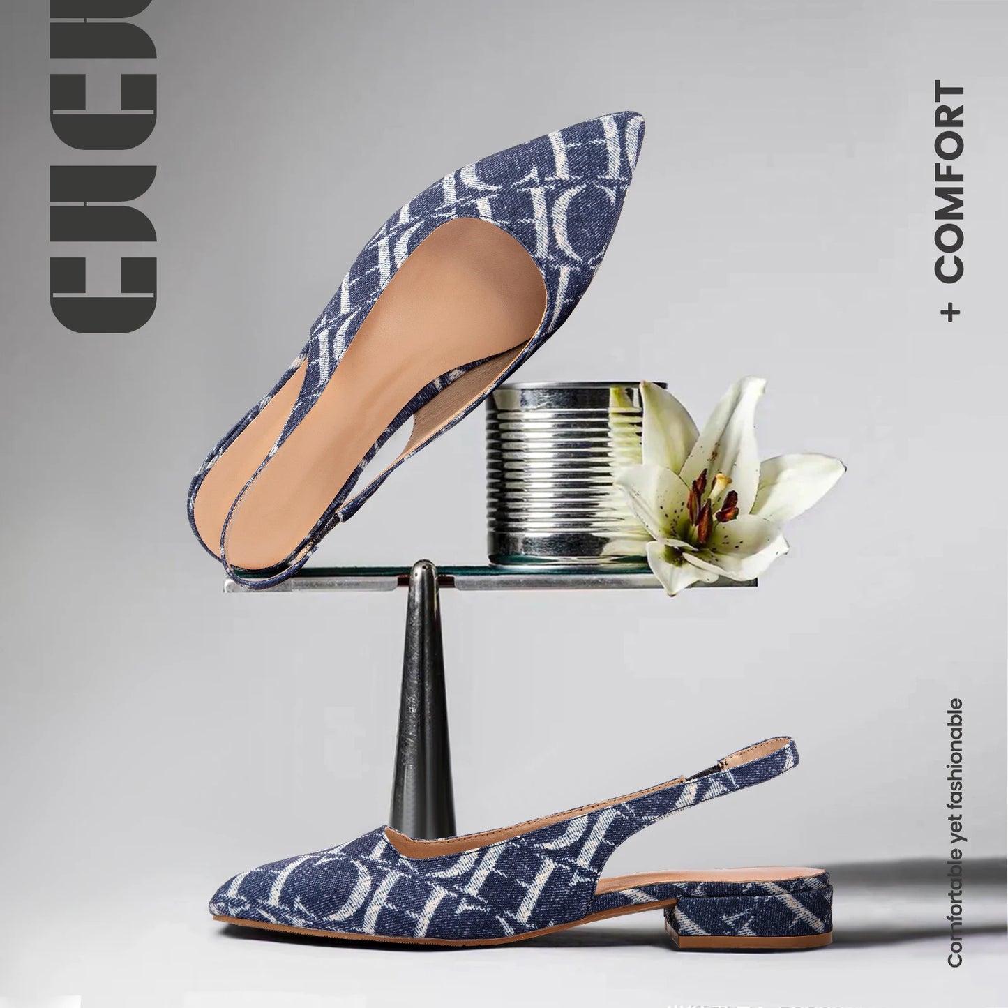 Classic Style Fashion Women's Heeled Single Shoes Wear Comfortable Letter Print Design Retro Versatile - Acros