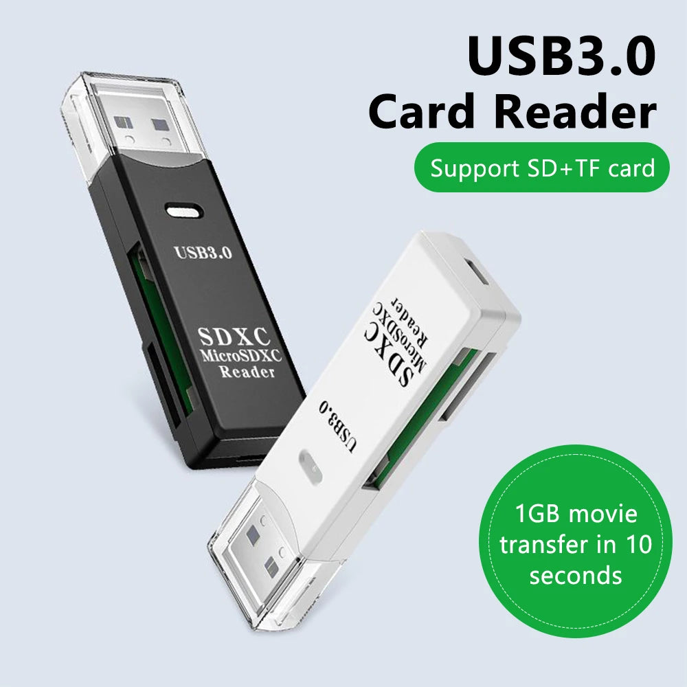 2 in 1 USB 3.0 Card Reader Micro TF sd card Reader usb adapter High Speed Cardreader TF Memory card For PC Laptop Accessories - Acros