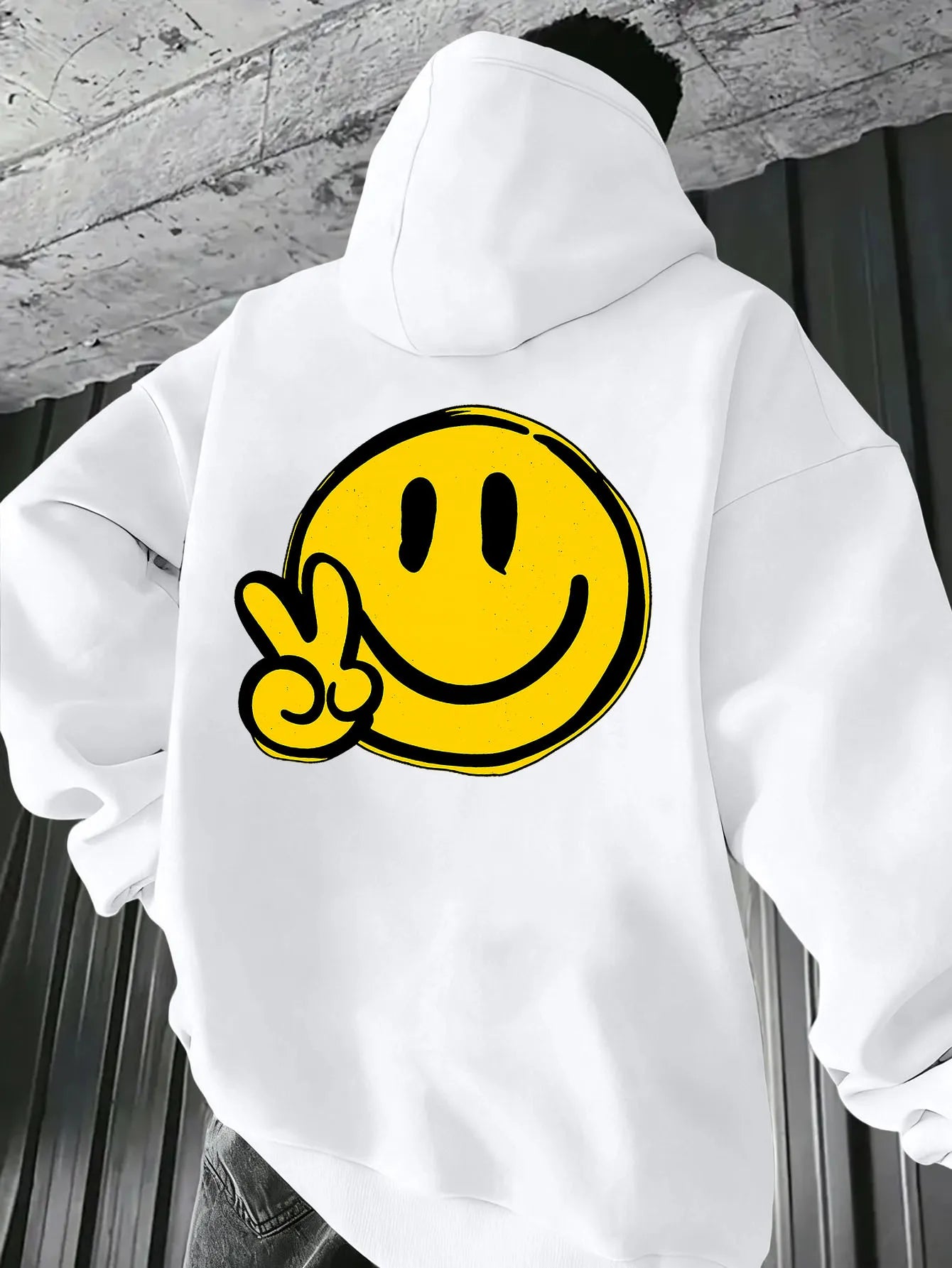 A Stylish and Comfortable Men's Hooded Sweatshirt with A Smiling Face, Perfect for Autumn and Winter Seasons - Acros