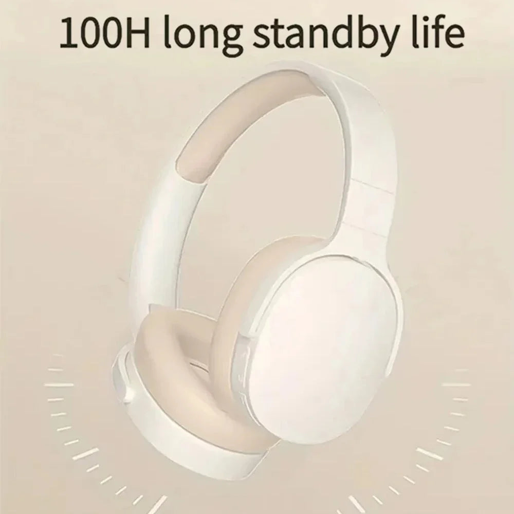Ansoff Bluetooth 5.3 gaming headphones with dual mode wireless earphones, foldable design, noise reduction, for iPhone and Xiaomi.