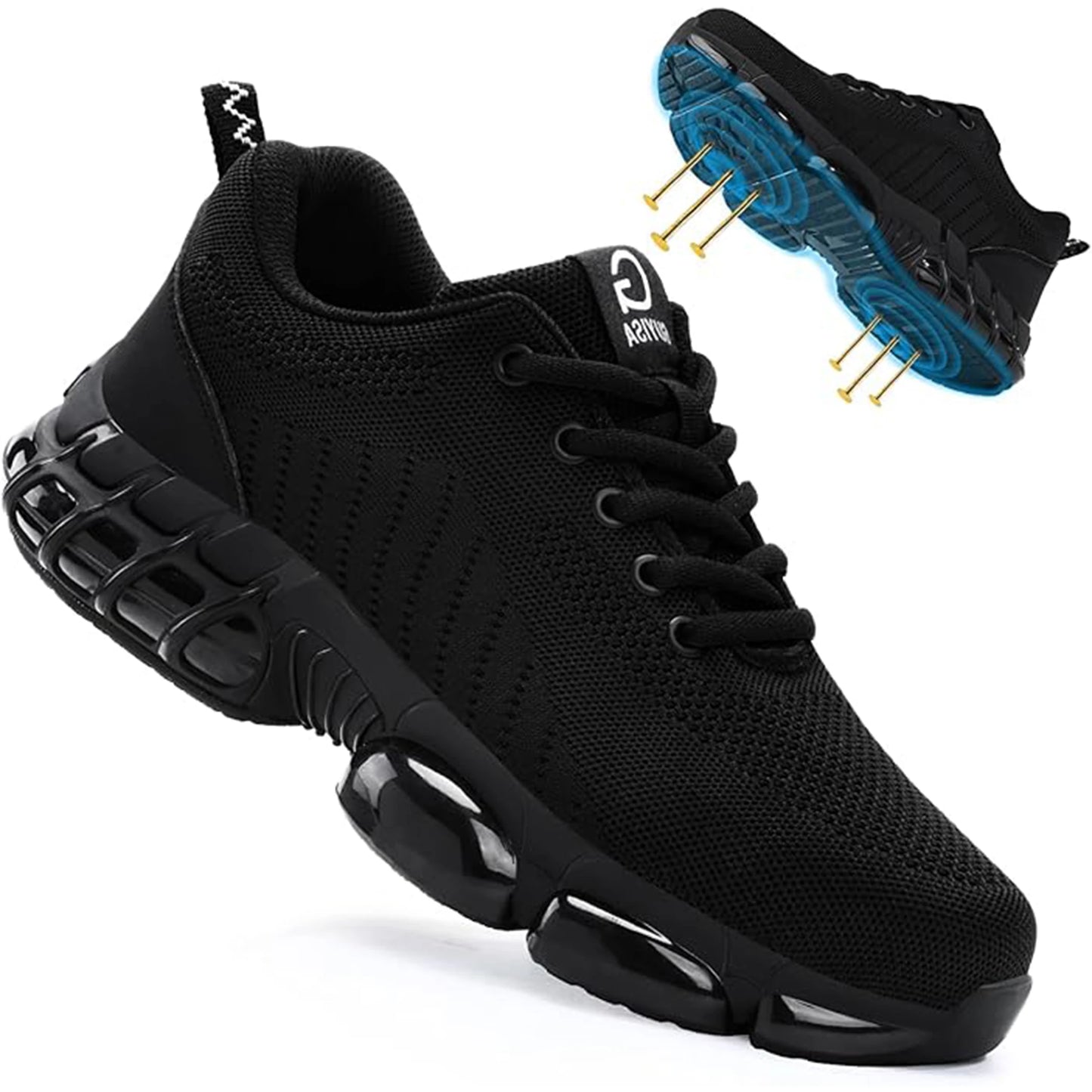 Steel Toe Work Shoes for Men Women Comfortable Lightweight Black Safety Construction Working Shoes Anti-Smash Anti-Puncture - Acros