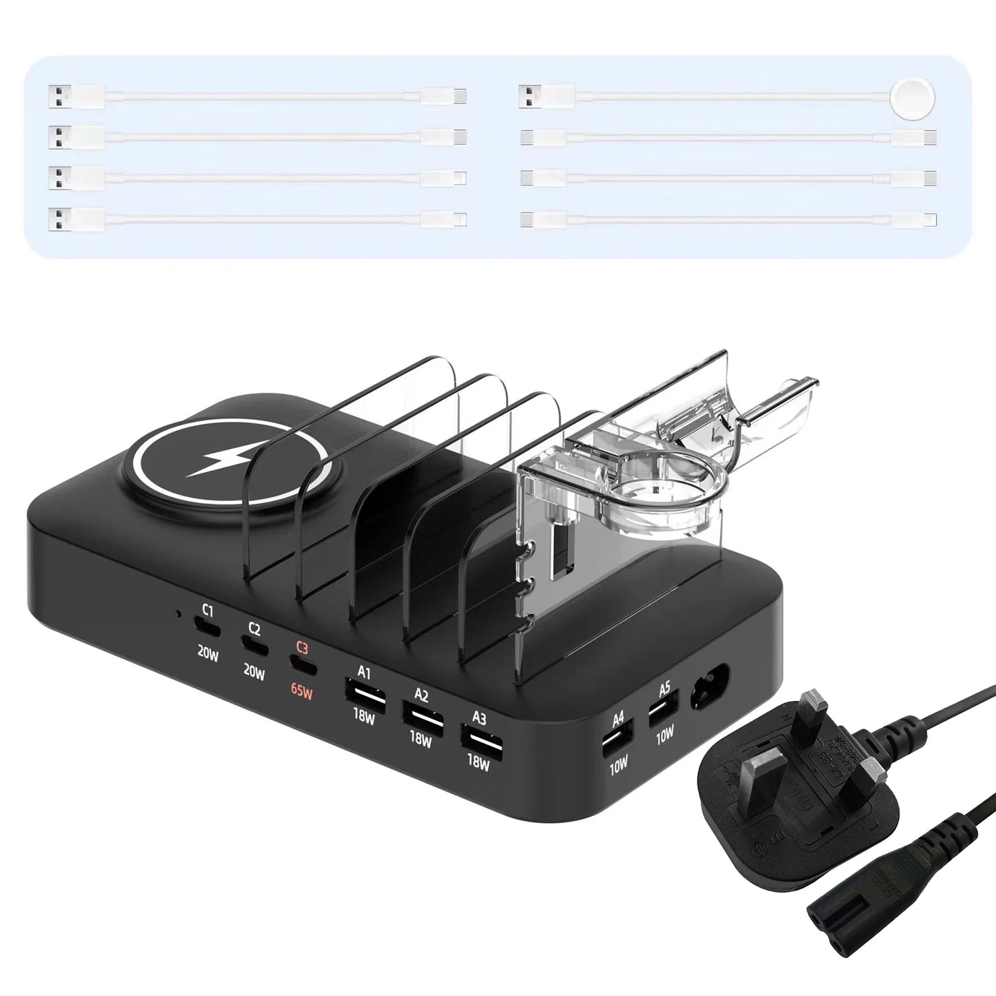 Multifunctional Charger 9in1 Wireless Charger For Mobile Phones Watches Headphones Multi Port Charger Fast Charger