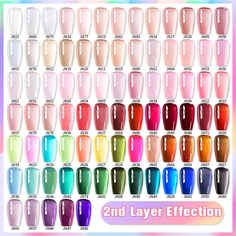 BORN PRETTY Jelly Nude Gel Nail Polish 10ml Light Pink Peach Translucent Color UV Light Cure Gel Varnish Nail Art DIY at Home - Acros