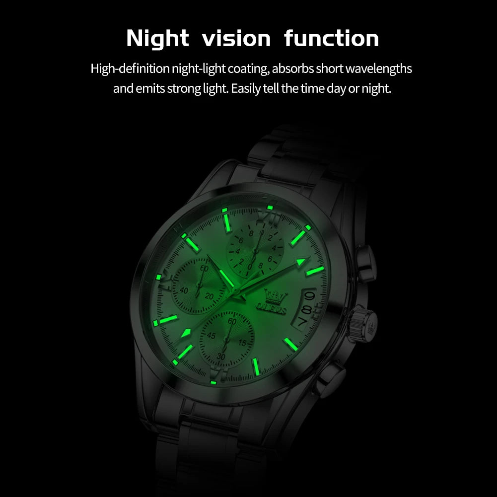 OLEVS 2987 Watches For Man Multifunctional Chronograph Quartz Watch Waterproof Luminous Watches Original Business Brand Reloj - Acros