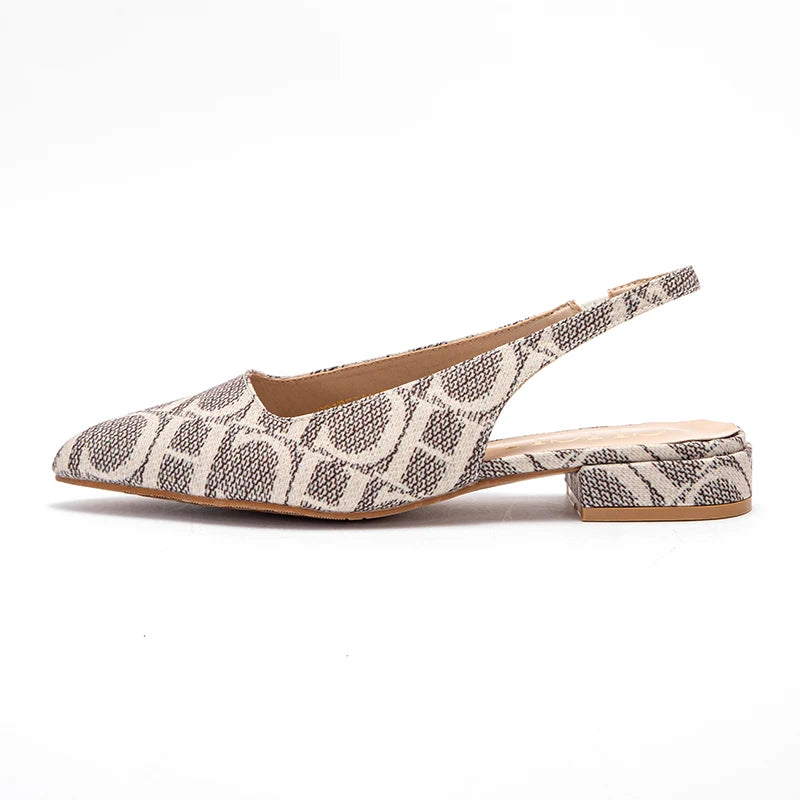 Classic Style Fashion Women's Heeled Single Shoes Wear Comfortable Letter Print Design Retro Versatile - Acros