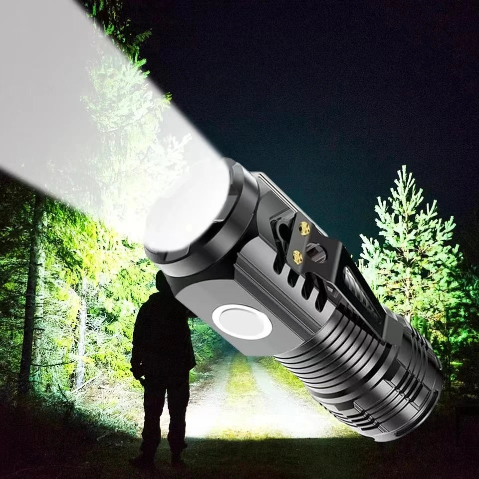 LED Strong Light Flashlight Rechargeable Multi functional for Long Range Portable Outdoor Home Mini Flashlight Cap Clip Light - Acros