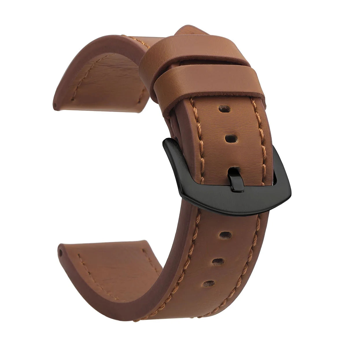 Ansoff SAMCO sport vintage leather watch band with stainless steel buckle, available in 18mm to 24mm sizes, for men's watches.