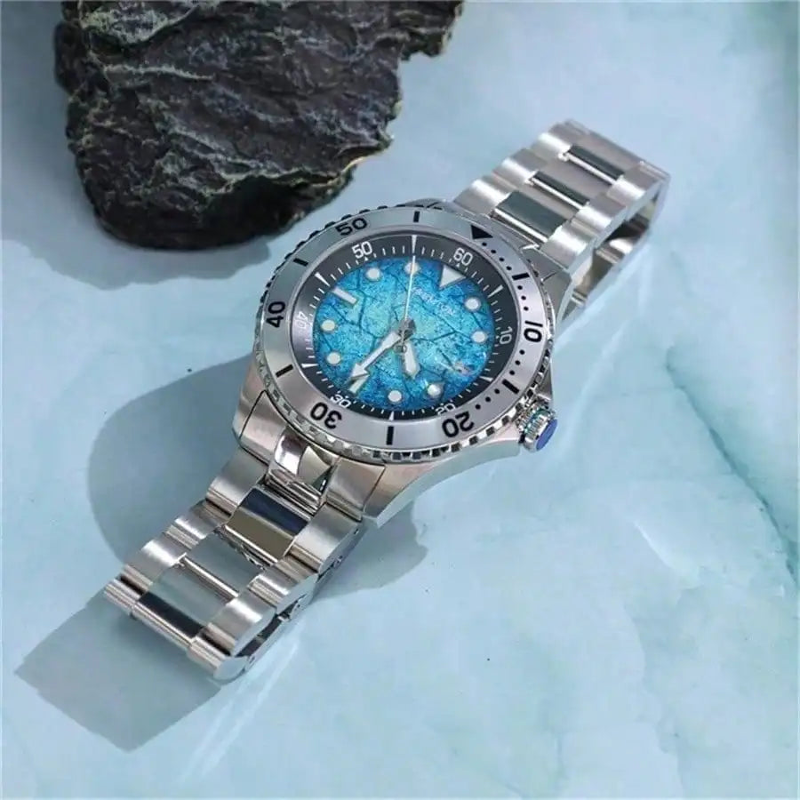 Watches Man Meteorite Series Automatic Mechanical Watches Sports and Leisure Trendy Stainless Steel Straps 100 Meters Waterproof - Acros